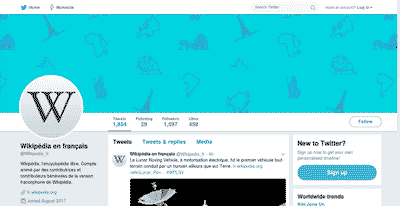 Capture d'écran de la page Twitter @Wikipedia_fr.